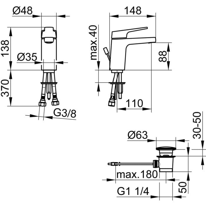 Bản vẽ kỹ thuật vòi rửa mặt 1 chân Keuco 52704010000