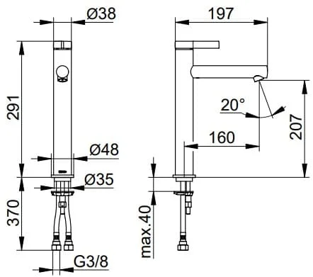 Bản vẽ kỹ thuật vòi rửa mặt 1 chân Keuco 59510371100