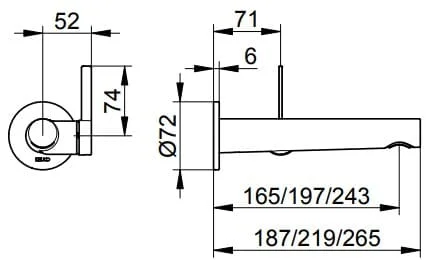 Bản vẽ kỹ thuật vòi rửa mặt âm tường Keuco 59516012101