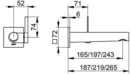 Bản vẽ kỹ thuật vòi rửa mặt âm tường Keuco 5951637102