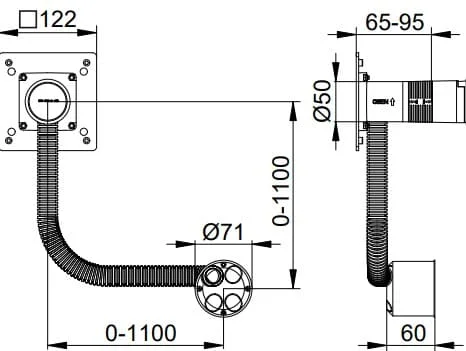 Bản vẽ kỹ thuật bộ trộn vòi rửa âm tường Keuco 59917000070