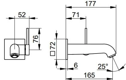 Bản vẽ kỹ thuật vòi rửa mặt âm tường Keuco 59516370202