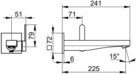 Bản vẽ kỹ thuật vòi rửa mặt âm tường Keuco 59516371302