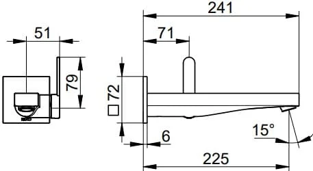 Bản vẽ kỹ thuật vòi rửa mặt âm tường Keuco 59516371302