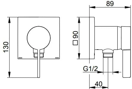 Bản vẽ kỹ thuật bộ trộn âm sen tắm Keuco 59552379502