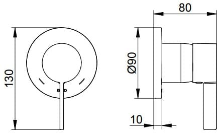 Bản vẽ kỹ thuật bộ trộn âm sen tắm Keuco 59551379501