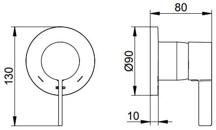 Bản vẽ kỹ thuật bộ trộn âm sen tắm Keuco 59551379501
