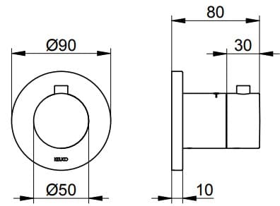 Bản vẽ kỹ thuật bộ trộn nhiệt độ âm Keuco 59553030001