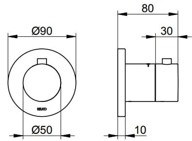 Bản vẽ kỹ thuật bộ trộn nhiệt độ âm Keuco 59553130001