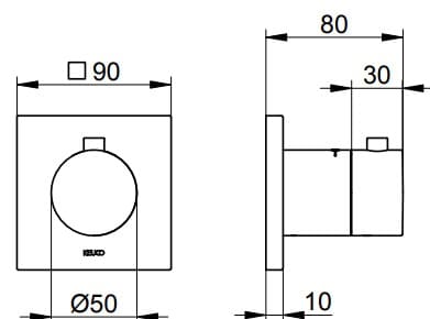 Bản vẽ kỹ thuật bộ trộn nhiệt độ âm Keuco 59553030002