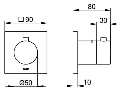 Bản vẽ kỹ thuật bộ trộn nhiệt độ âm Keuco 59553030002