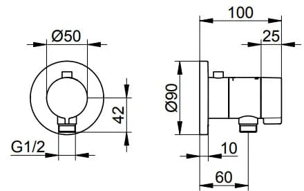 Bản vẽ kỹ thuật bộ trộn âm sen tắm Keuco 59554370001