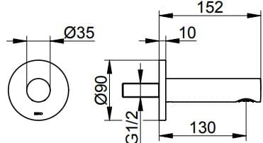 Bản vẽ kỹ thuật vòi nước âm tường Keuco 59545010001