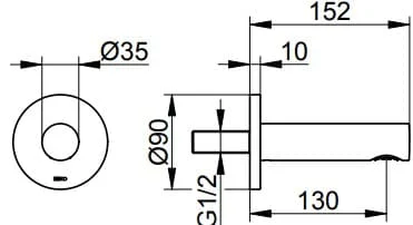 Bản vẽ kỹ thuật vòi nước âm tường Keuco 59545010001