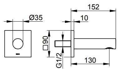 Bản vẽ kỹ thuật vòi nước âm tường Keuco 59545130002
