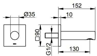 Bản vẽ kỹ thuật vòi nước âm tường Keuco 59545130002
