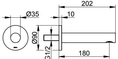 Bản vẽ kỹ thuật vòi nước âm tường Keuco 59545010101