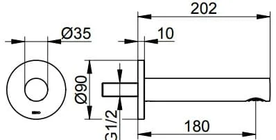 Bản vẽ kỹ thuật vòi nước âm tường Keuco 59545010101