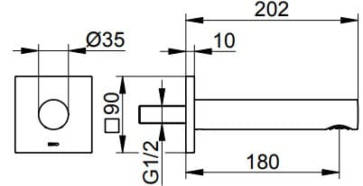 Bản vẽ kỹ thuật vòi nước âm tường Keuco 59545130102