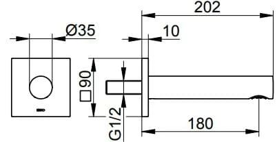 Bản vẽ kỹ thuật vòi nước âm tường Keuco 59545030102