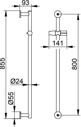 Bản vẽ kỹ thuật thanh trượt vòi tắm hoa sen Keuco 59585010901
