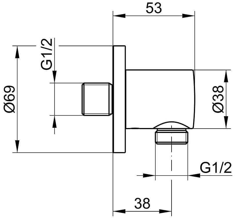Bản vẽ kỹ thuật bộ cổ nối sen âm tường Keuco 54947010000