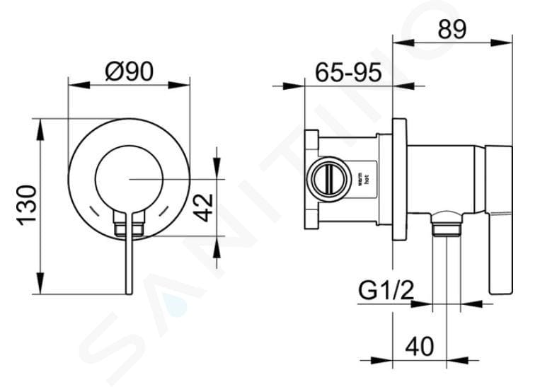 Bản vẽ kỹ thuật vòi sen tắm đứng Keuco 59601010001
