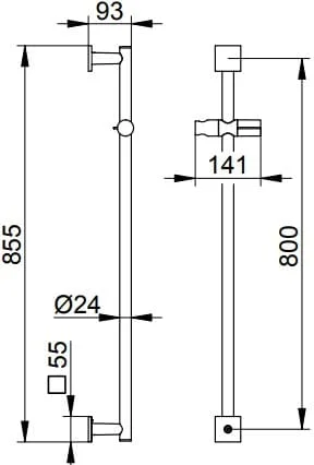 Bản vẽ kỹ thuật thanh trượt vòi tắm hoa sen Keuco 59585010902