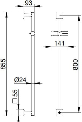 Bản vẽ kỹ thuật bộ thanh trượt dây bát sen tắm Keuco 59587010902