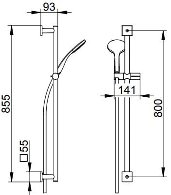 Bản vẽ kỹ thuật bộ thanh trượt sen tắm Keuco 59587010922