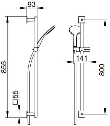 Bản vẽ kỹ thuật bộ thanh trượt sen tắm Keuco 59587010922
