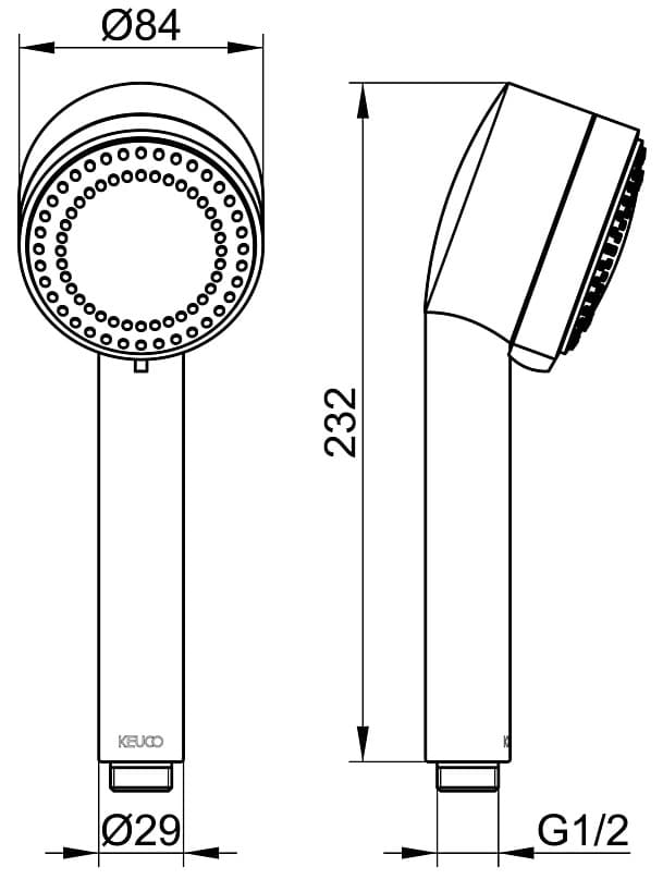 Bản vẽ kỹ thuật bát sen tắm cầm tay Keuco 54980010300