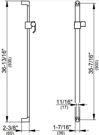 Bản vẽ kỹ thuật bộ thanh trượt dây bát sen tắm Keuco 51685010900