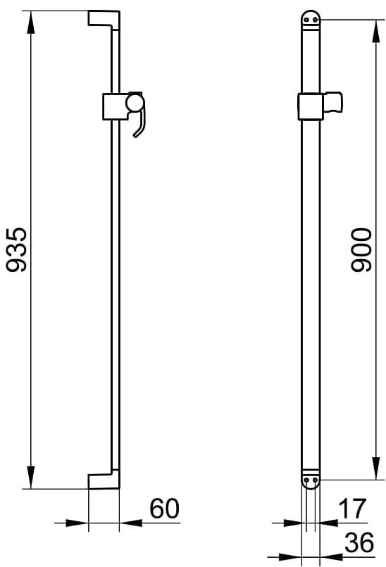 Bản vẽ kỹ thuật bộ thanh trượt dây bát sen tắm Keuco 51687010000