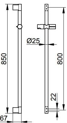 Bản vẽ kỹ thuật bộ thanh trượt dây bát sen tắm Keuco 54985010800