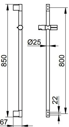 Bản vẽ kỹ thuật bộ thanh trượt dây bát sen tắm Keuco 54985010800