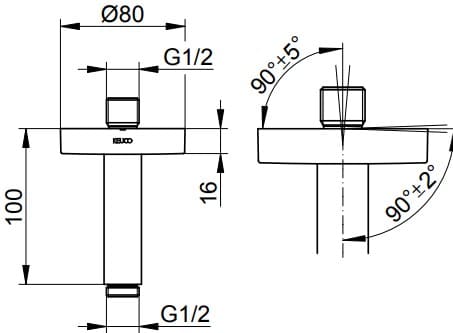 Bản vẽ kỹ thuật tay sen tắm Keuco 51689010100
