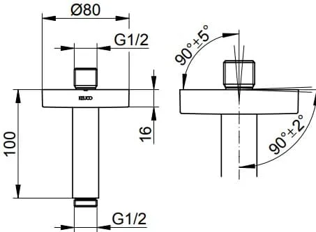 Bản vẽ kỹ thuật tay sen tắm Keuco 51689130100