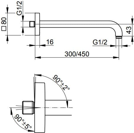Bản vẽ kỹ thuật tay sen tắm Keuco 53088030302