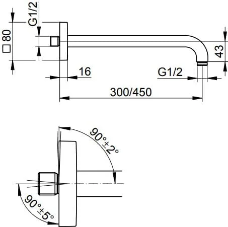 Bản vẽ kỹ thuật tay sen tắm Keuco 53088010302