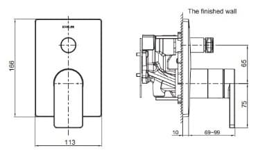 Bản vẽ mặt nạ sen và vòi bồn tắm Kohler Composed K-73108T-B4-AF