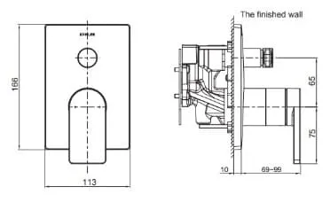 Bản vẽ mặt nạ sen và vòi bồn tắm Kohler Composed K-73108T-B4-SN
