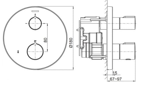 Bản vẽ Mặt nạ sen và vòi bồn tắm cảm biến nhiệt Kohler Modulo K-99727T-9-CP