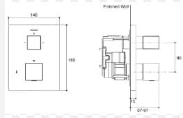 Bản vẽ Mặt nạ sen và vòi bồn tắm cảm biến nhiệt Kohler Modulo K-99729T-9-CP