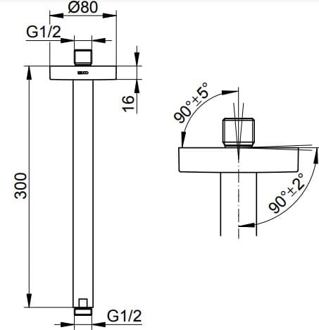 Bản vẽ kỹ thuật tay sen tắm Keuco 51689130300