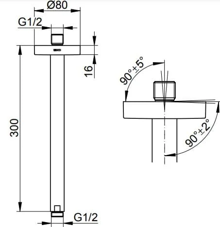Bản vẽ kỹ thuật tay sen tắm Keuco 51689130300