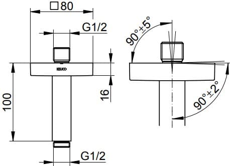 Bản vẽ kỹ thuật tay sen tắm Keuco 53089030102