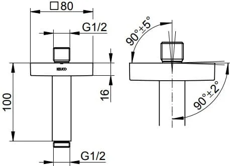 Bản vẽ kỹ thuật tay sen tắm Keuco 53089030102