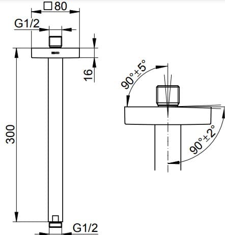 Bản vẽ kỹ thuật tay sen tắm Keuco 53089030302