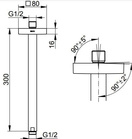 Bản vẽ kỹ thuật tay sen tắm Keuco 53089030302